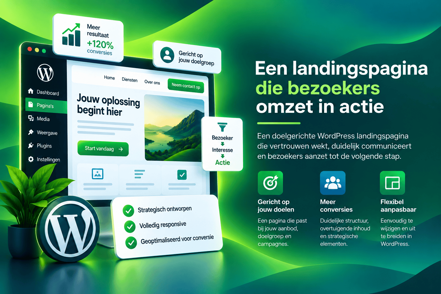 Converterende WordPress landingspagina die bezoekers omzet in actie