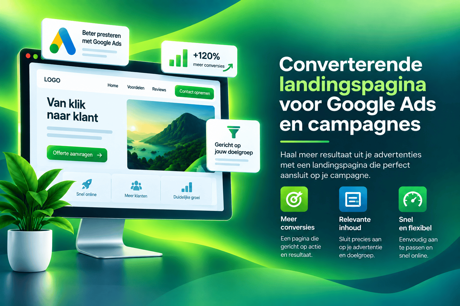 Converterende landingspagina voor Google Ads en online campagnes