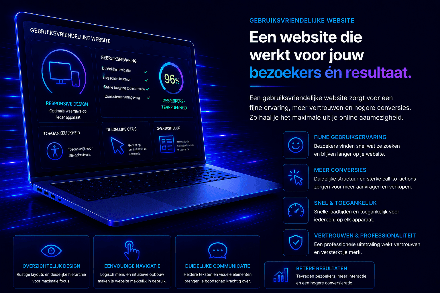 Overzichtelijke website met duidelijke navigatie en gebruiksvriendelijke structuur