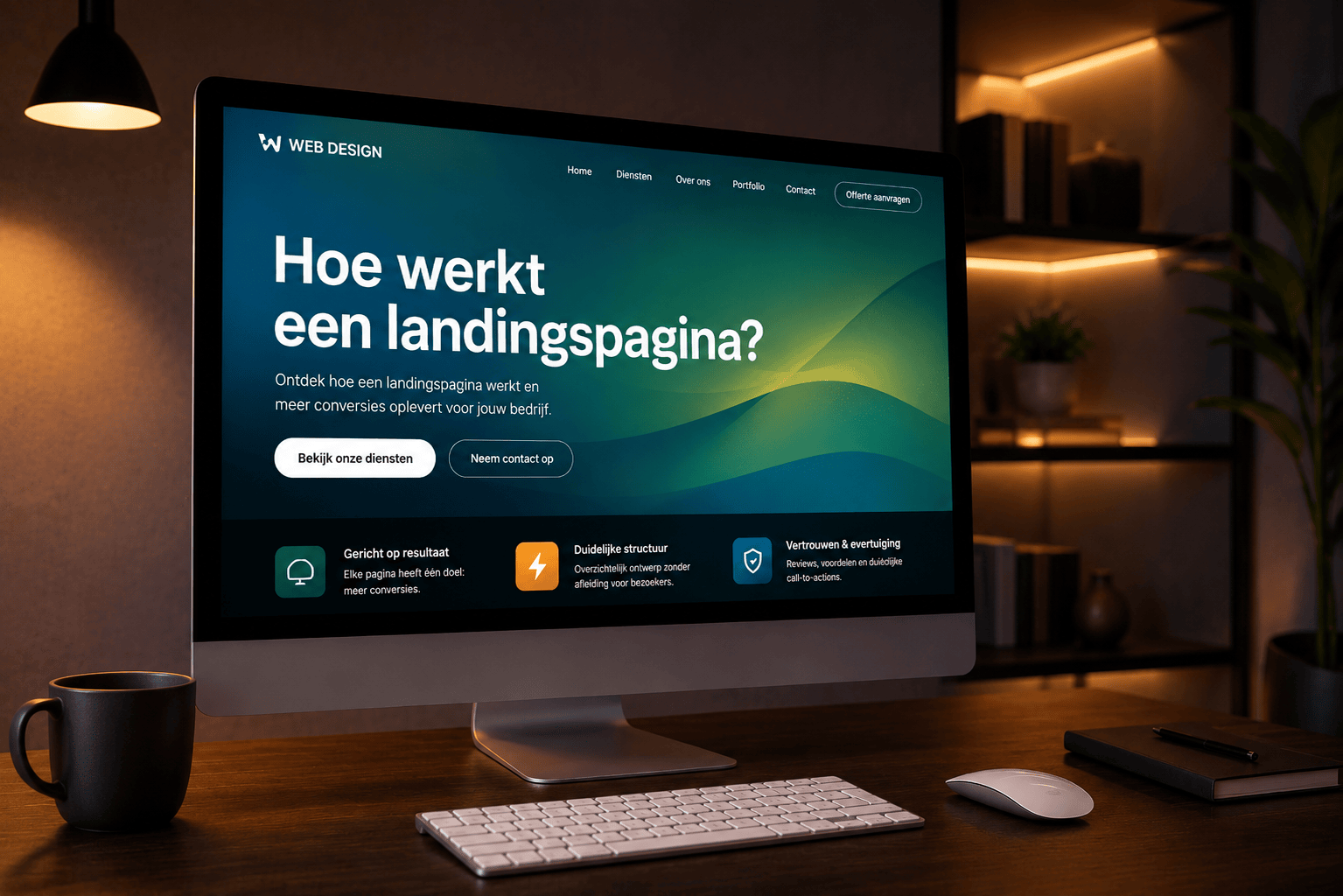 Professionele landingspagina gericht op één duidelijke conversie