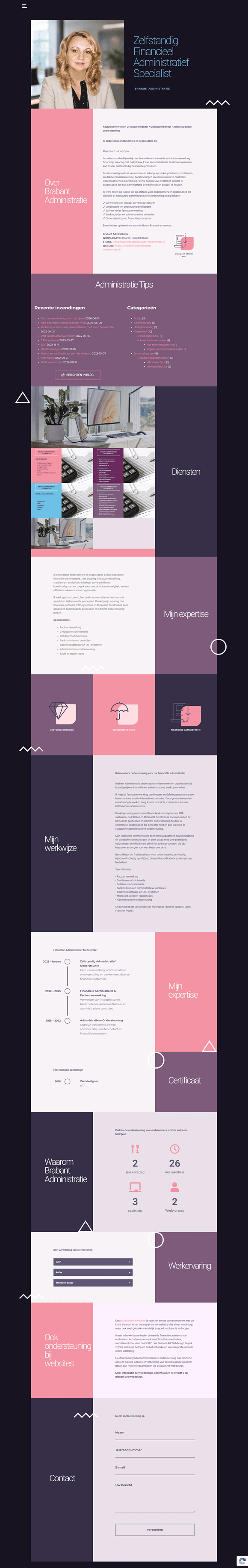 WordPress website voor financieel-administratieve dienstverlening