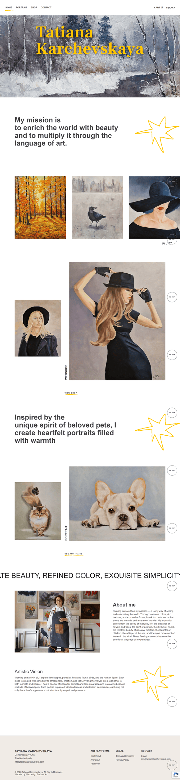Portfolio en webshop van kunstenaar Tatiana Karchevskaya
