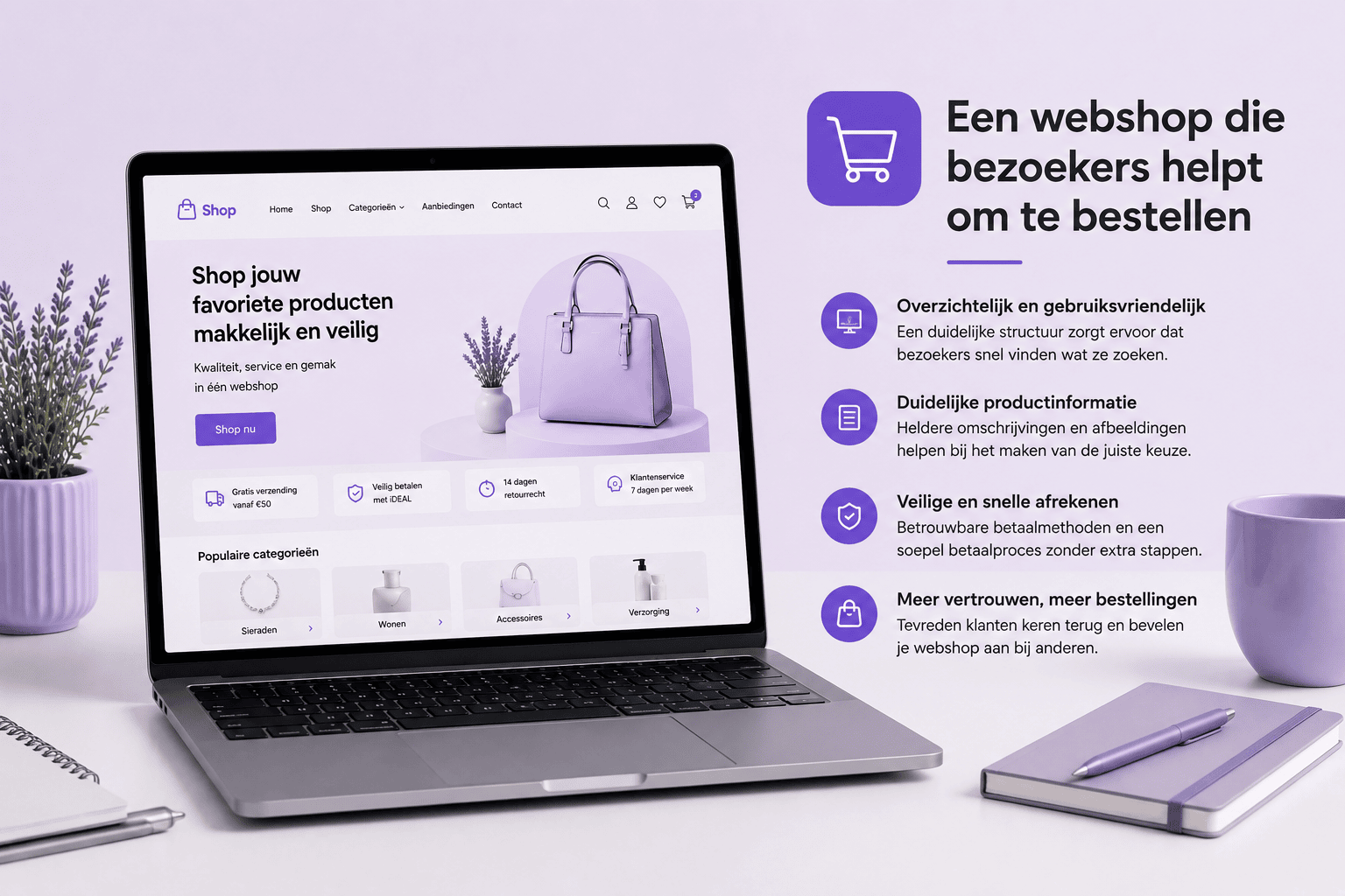 Gebruiksvriendelijke webshop met duidelijke productinformatie en eenvoudig bestelproces
