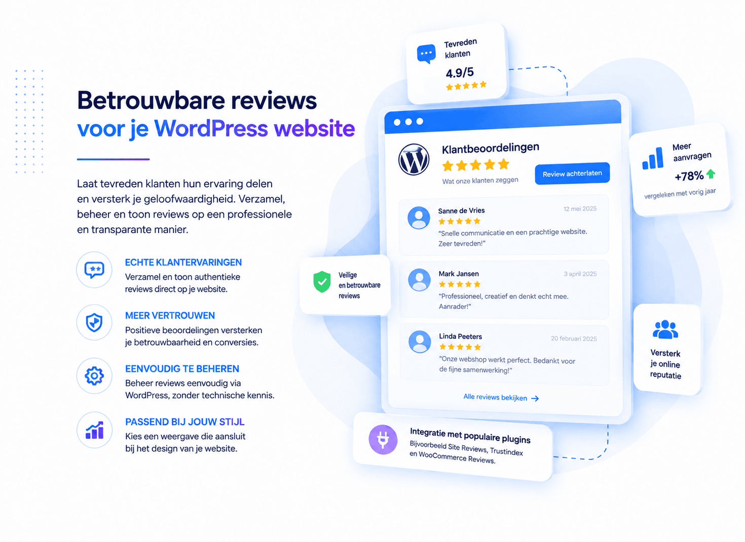 Betrouwbare klantbeoordelingen tonen op een WordPress website