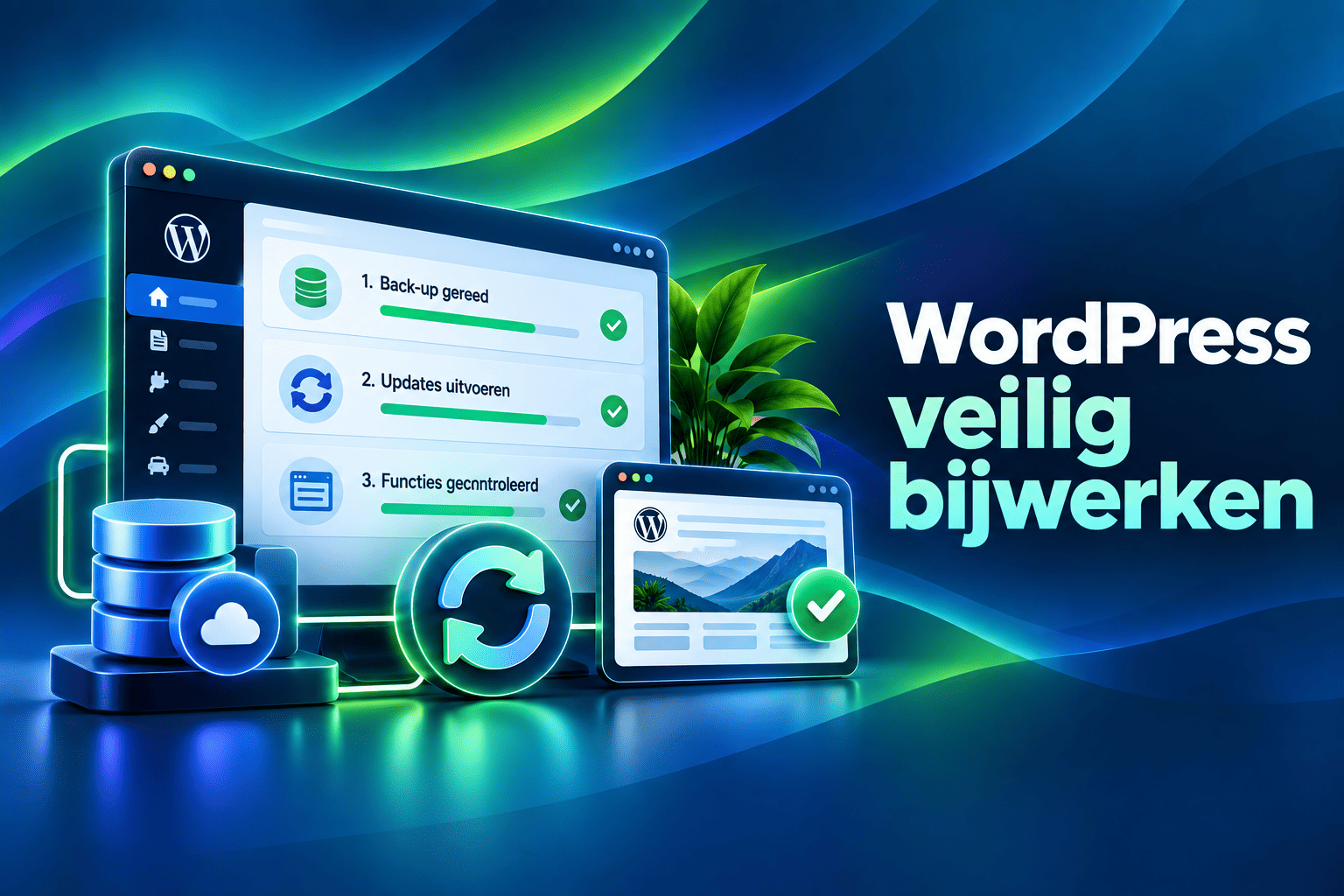 Veilig uitvoeren van WordPress updates na een back-up en controle van de websitefuncties