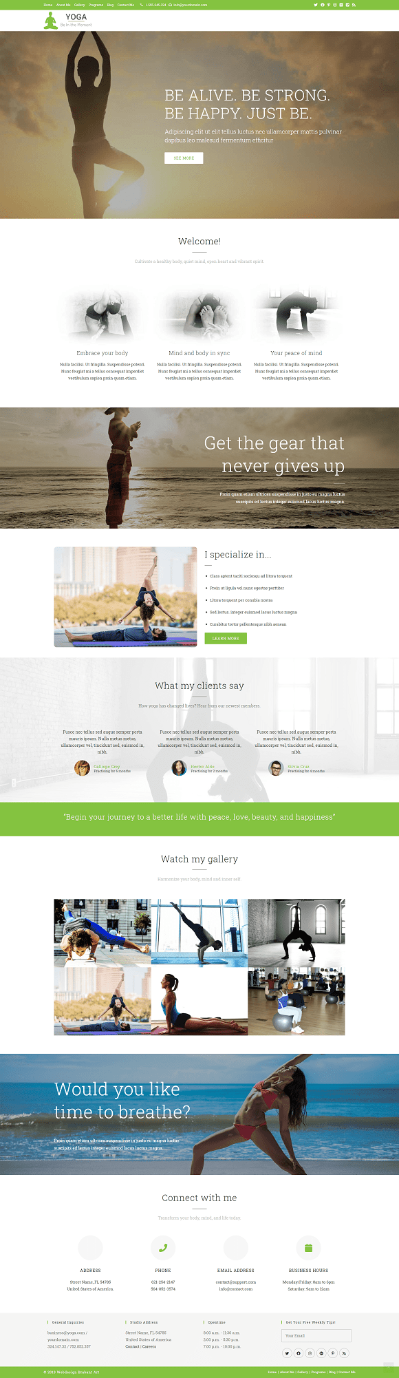 Screenshot van website van Yogastudio