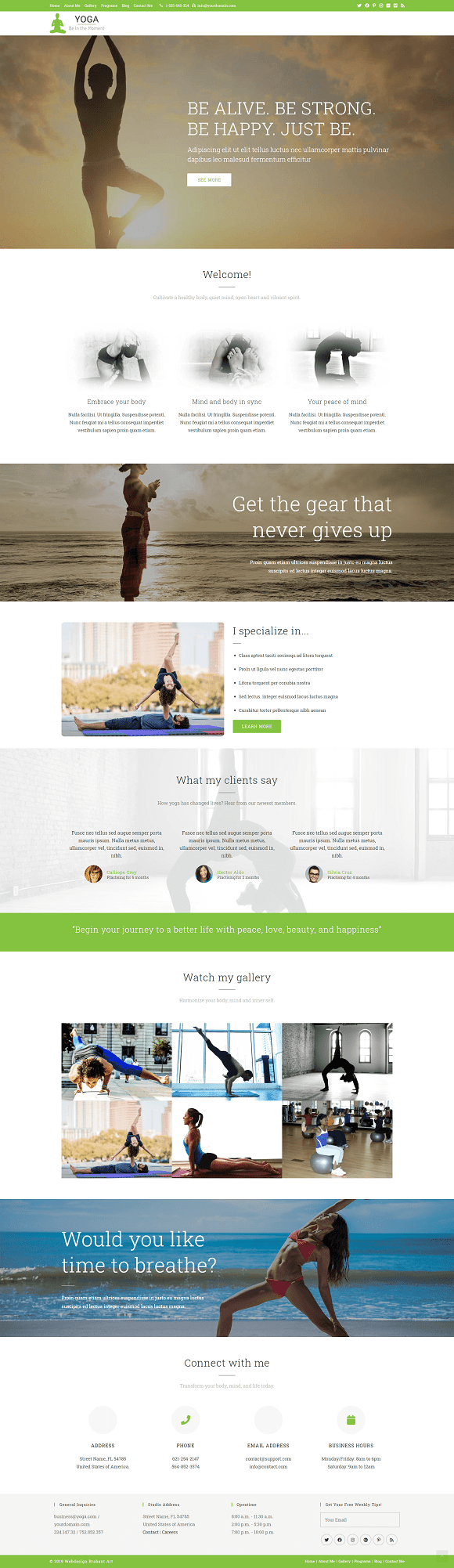 Screenshot van website van Yogastudio 